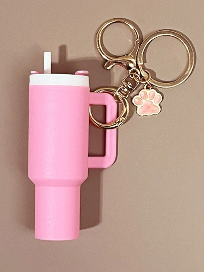 Light pink mini tumbler with paw charm