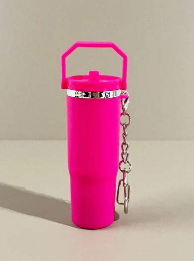 Hot pink mini tumbler with handle